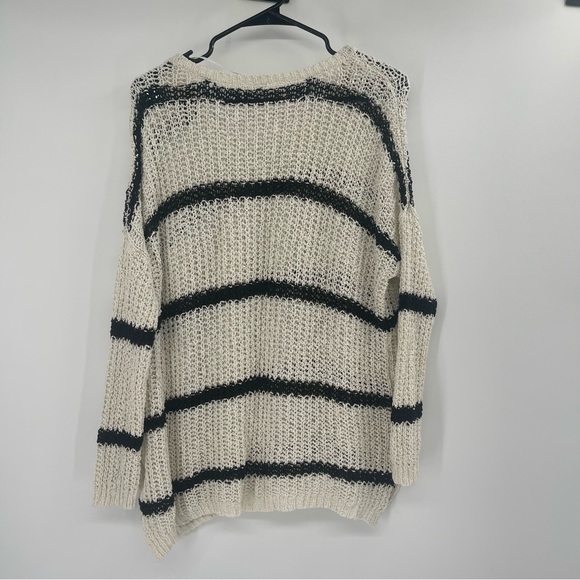 FREE PEOPLE Black and Cream Striped Greenwich Village Sweater - Picture 7 of 10